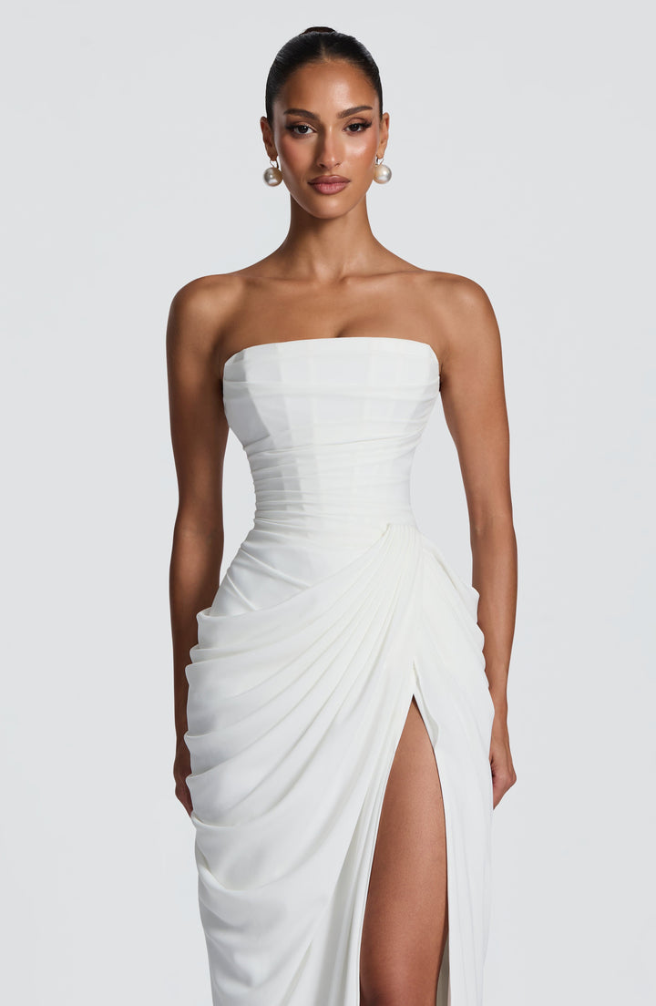 HANNAH | Elegante Maxikleid con Drappeggio e Alto Spacco