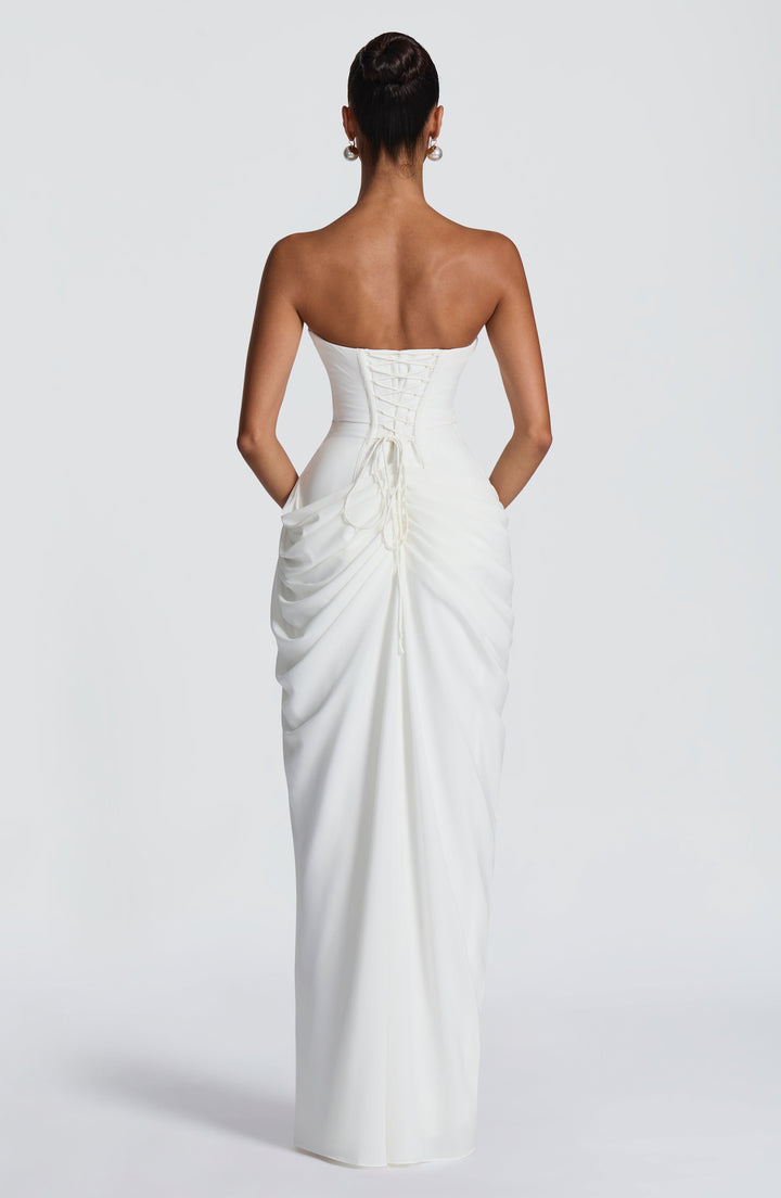 HANNAH | Elegante Maxikleid con Drappeggio e Alto Spacco