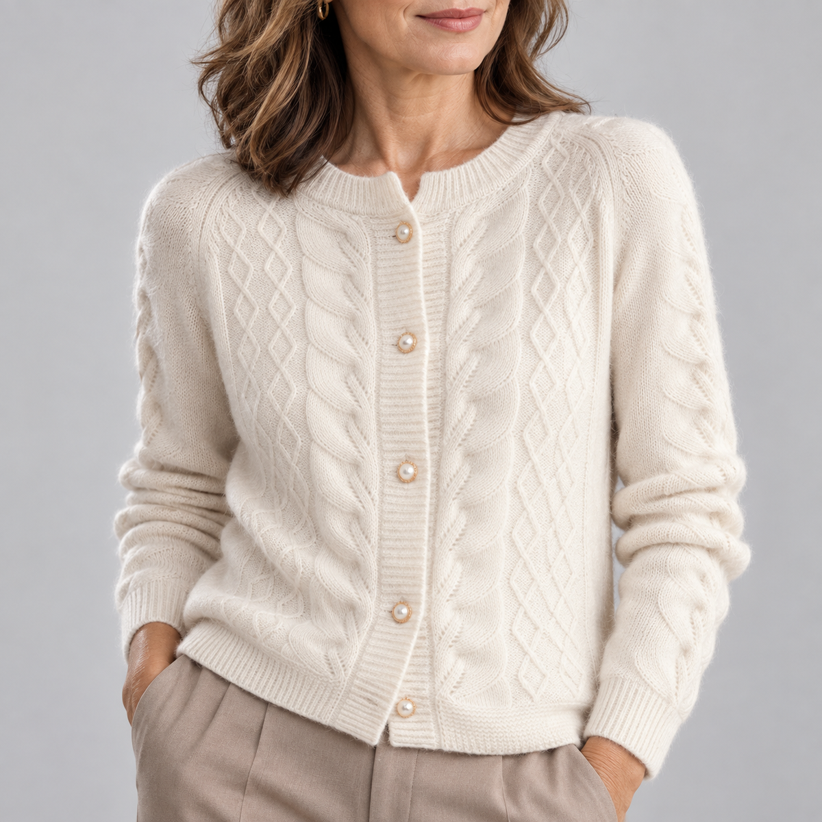 Daniela | Cardigan in Maglia con Lavorazione a Trecce