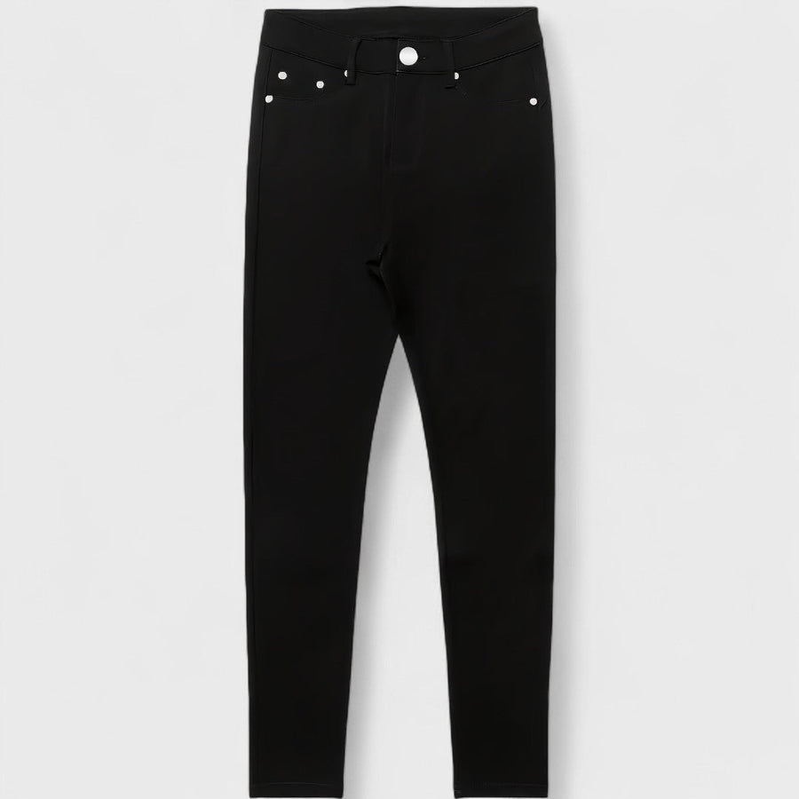 Floriale - Jeans neri in denim a vita alta per donna