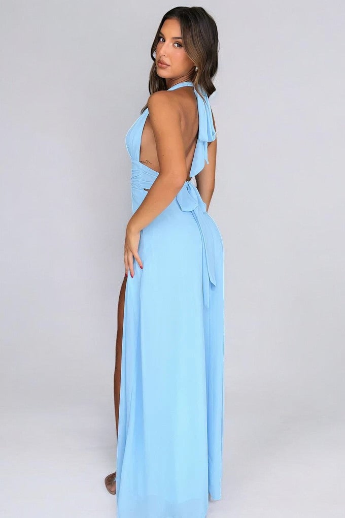 LILLI | Abito Maxy con Scollo a Halter e Spacco Alto