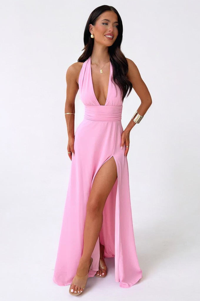 LILLI | Abito Maxy con Scollo a Halter e Spacco Alto