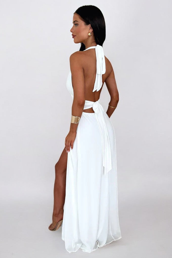LILLI | Abito Maxy con Scollo a Halter e Spacco Alto