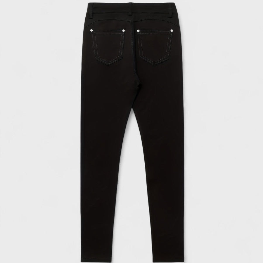 Floriale - Jeans neri in denim a vita alta per donna