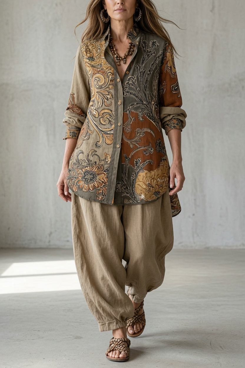 Isabella | Completo Boho Chic con Stampa Artistica