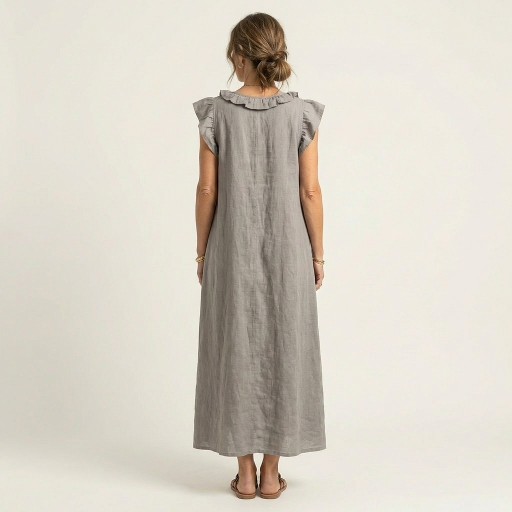 Josette | Abito Maxì con Scollo a V e Rouches