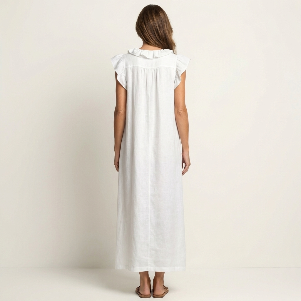 Jose | Abito Maxi in Lino con Rouches a V