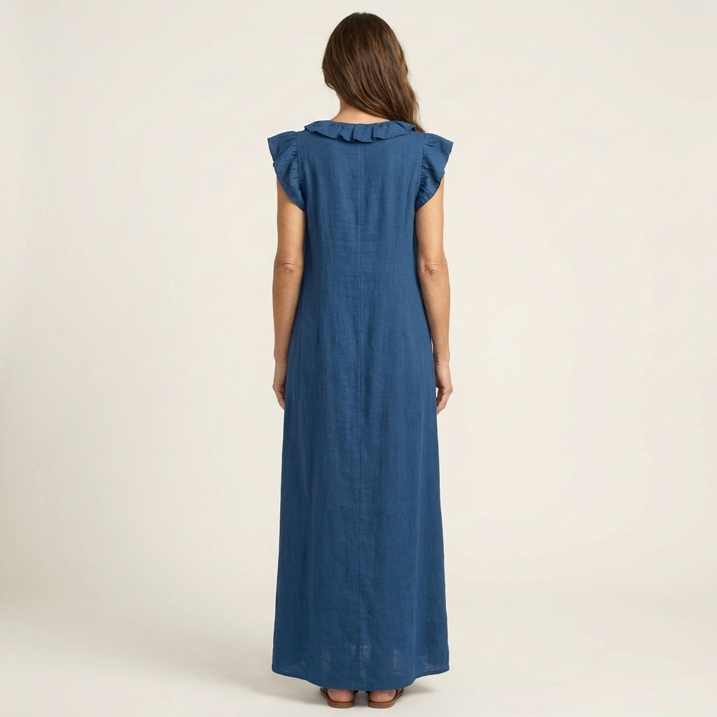 Josette | Abito Maxì con Scollo a V e Rouches
