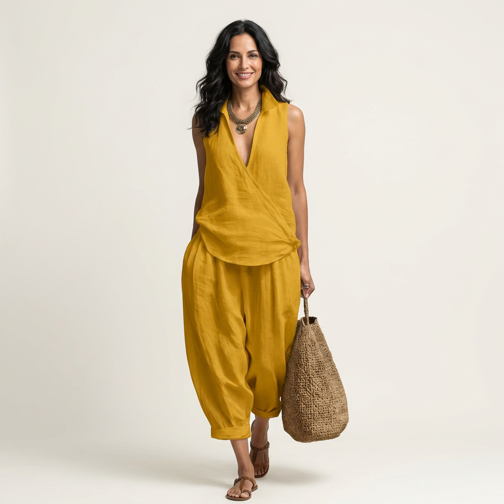 Twiila | Top avvolgente & Set pantaloni larghi