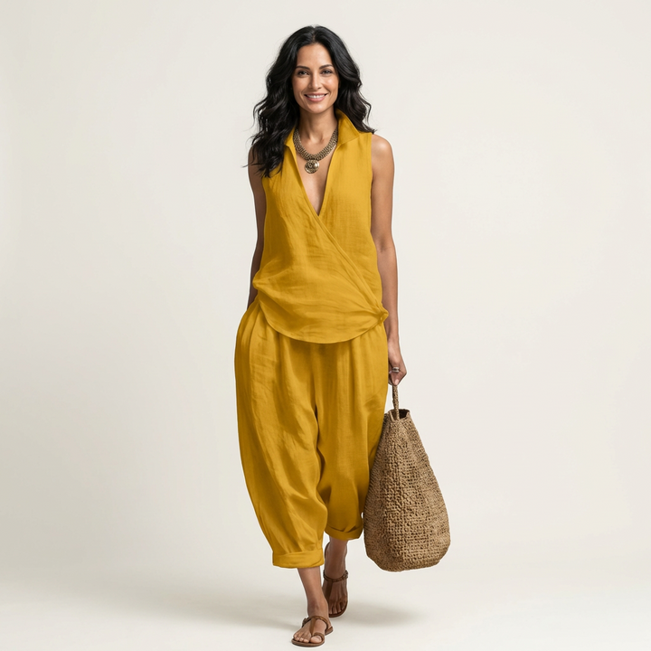 Twiila | Top avvolgente & Set pantaloni larghi