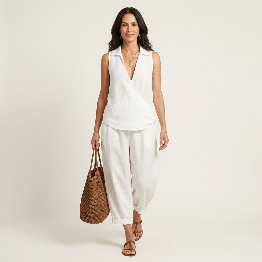 Twiila | Top avvolgente & Set pantaloni larghi