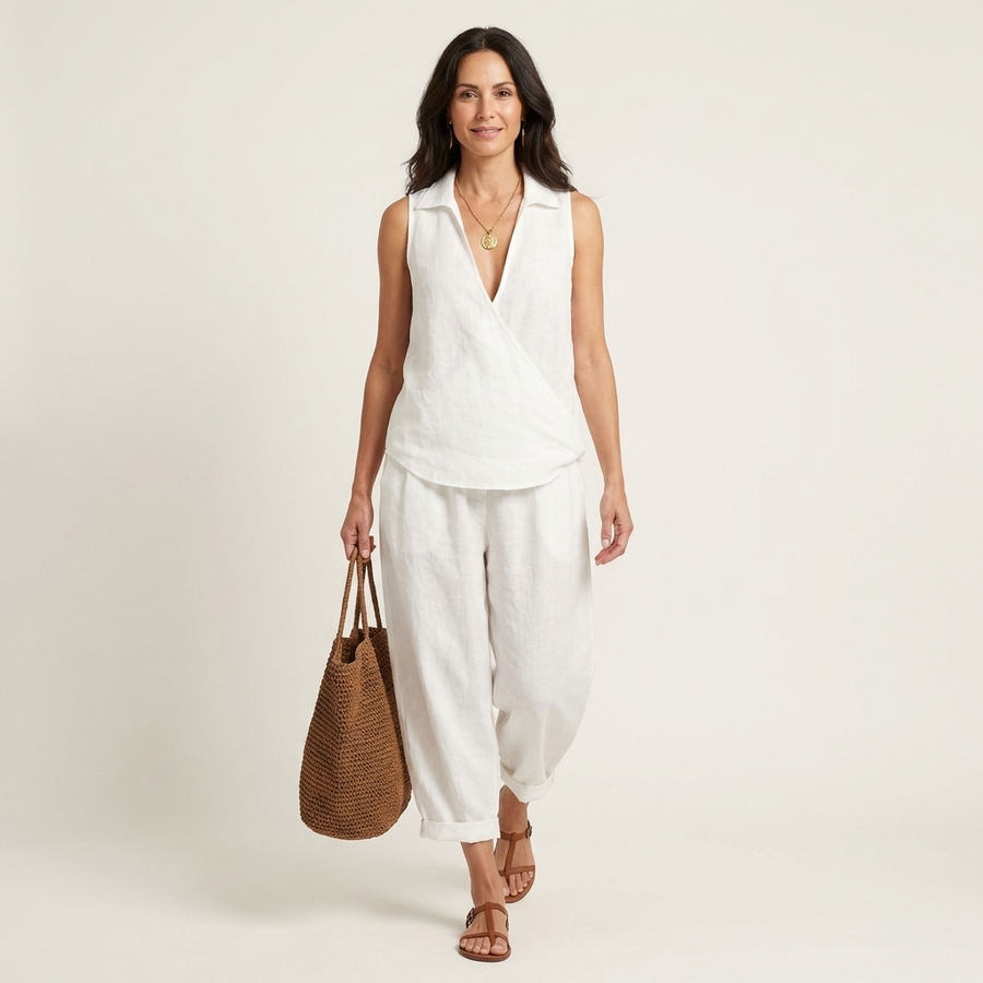 Twiila | Top avvolgente & Set pantaloni larghi