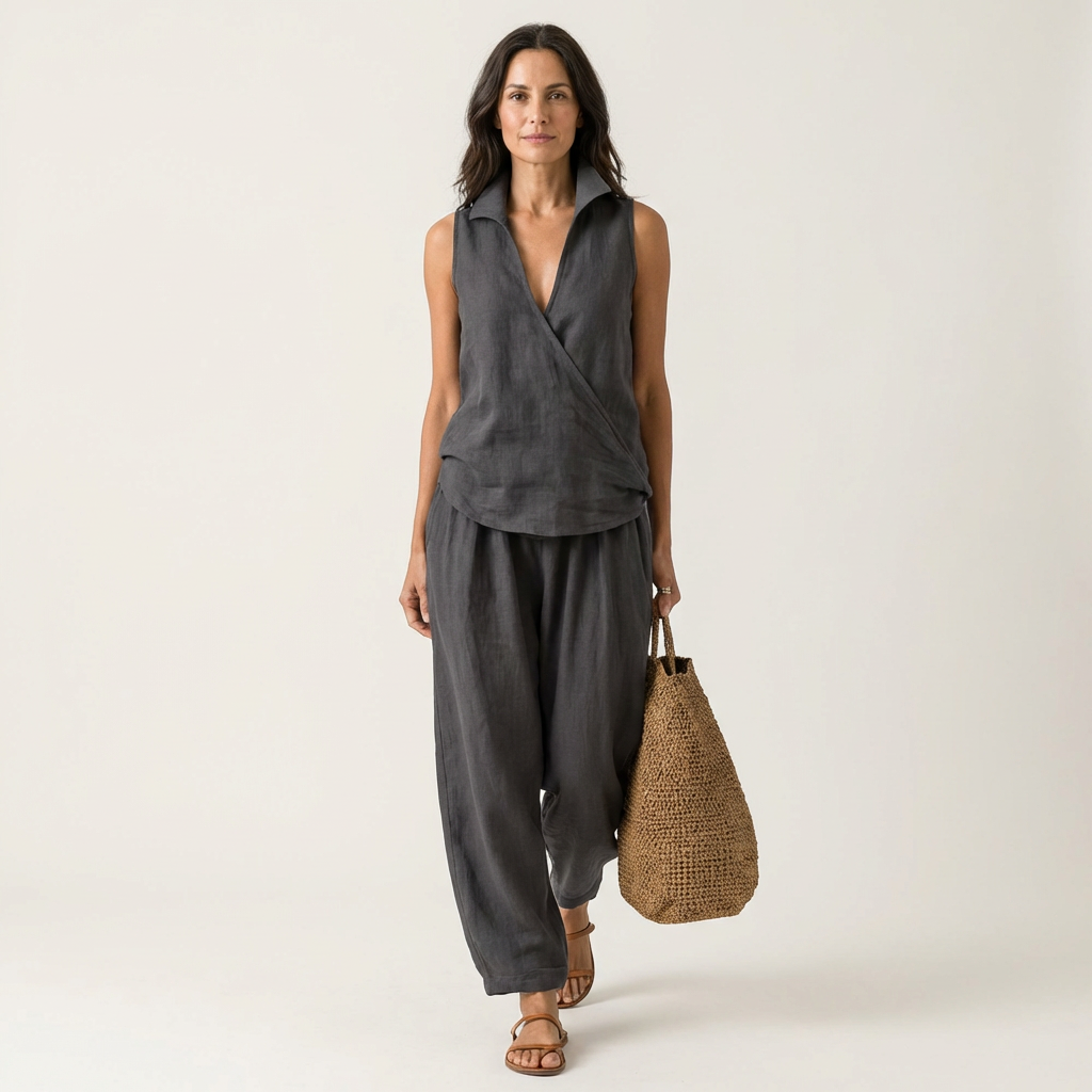 Twiila | Top avvolgente & Set pantaloni larghi