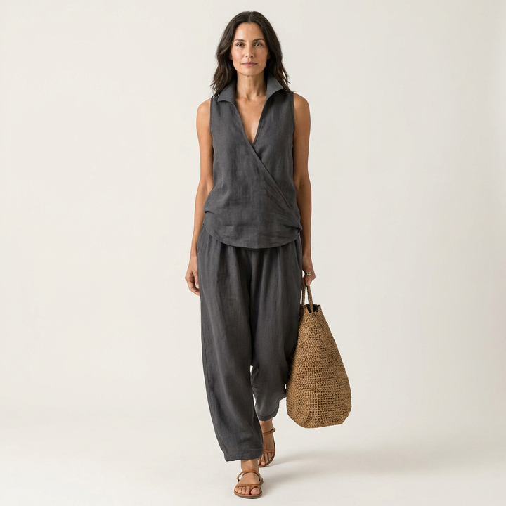 Twiila | Top avvolgente & Set pantaloni larghi