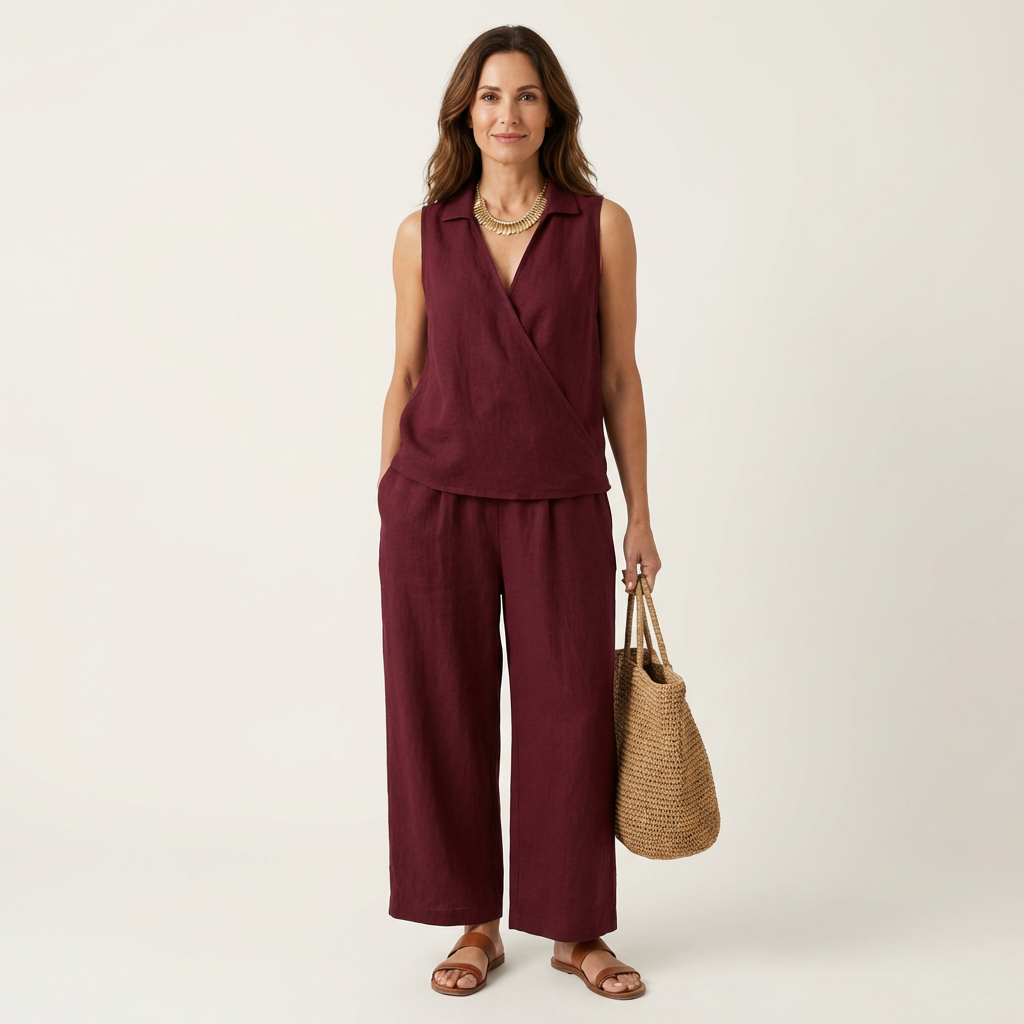 Twiila | Top avvolgente & Set pantaloni larghi