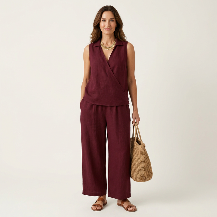Twiila | Top avvolgente & Set pantaloni larghi
