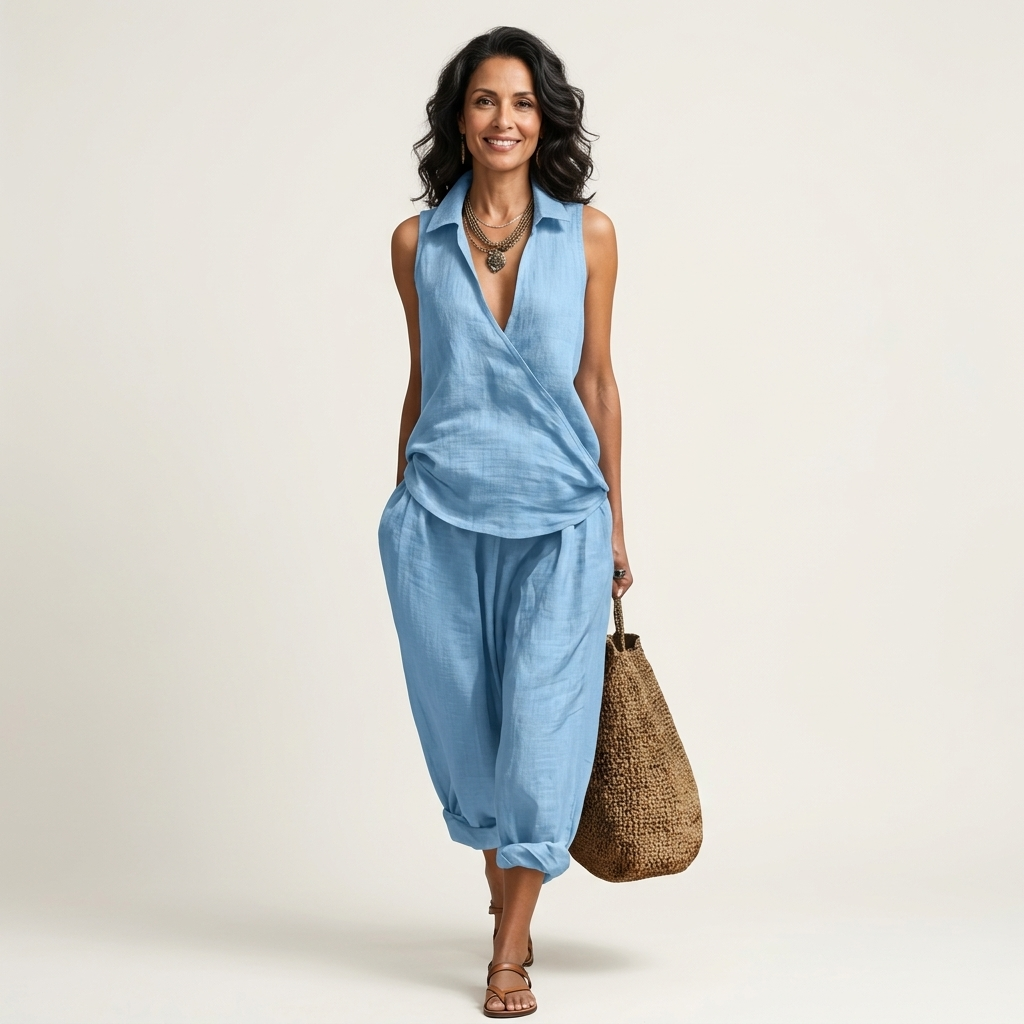 Twiila | Top avvolgente & Set pantaloni larghi