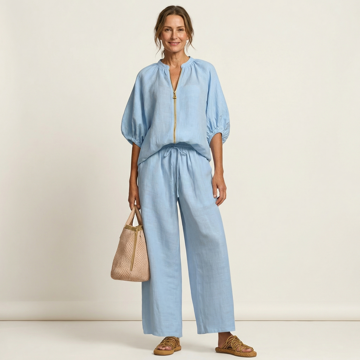 Marlowe | Set con maniche a sbuffo e zip frontale
