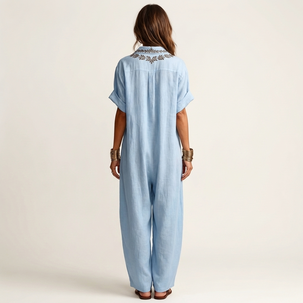 Amarina | Abito Maxy con Collo a V Ricamato