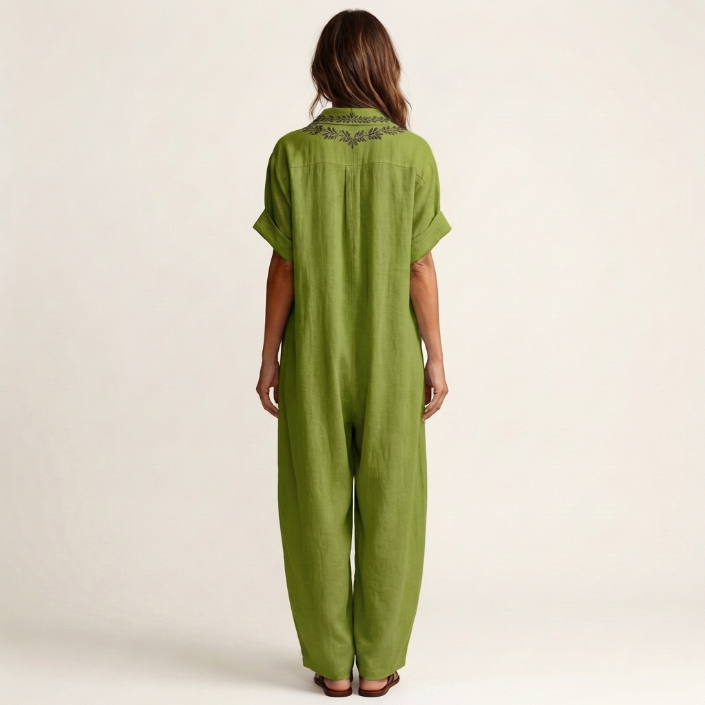 Amarina | Abito Maxy con Collo a V Ricamato