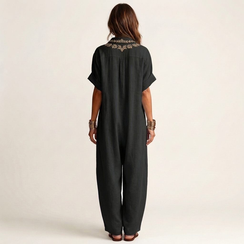 Amarina | Abito Maxy con Collo a V Ricamato