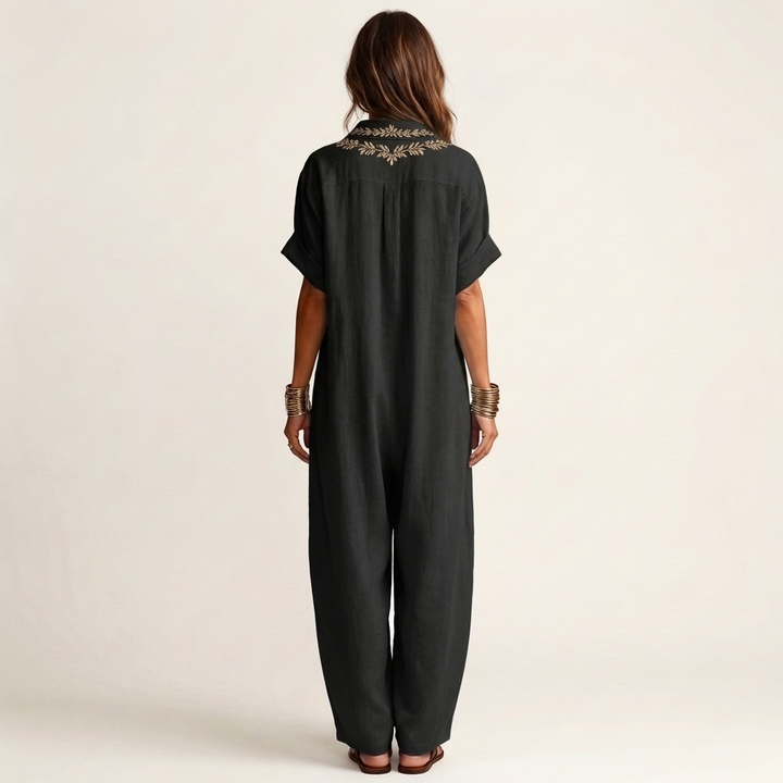 Amarina | Abito Maxy con Collo a V Ricamato