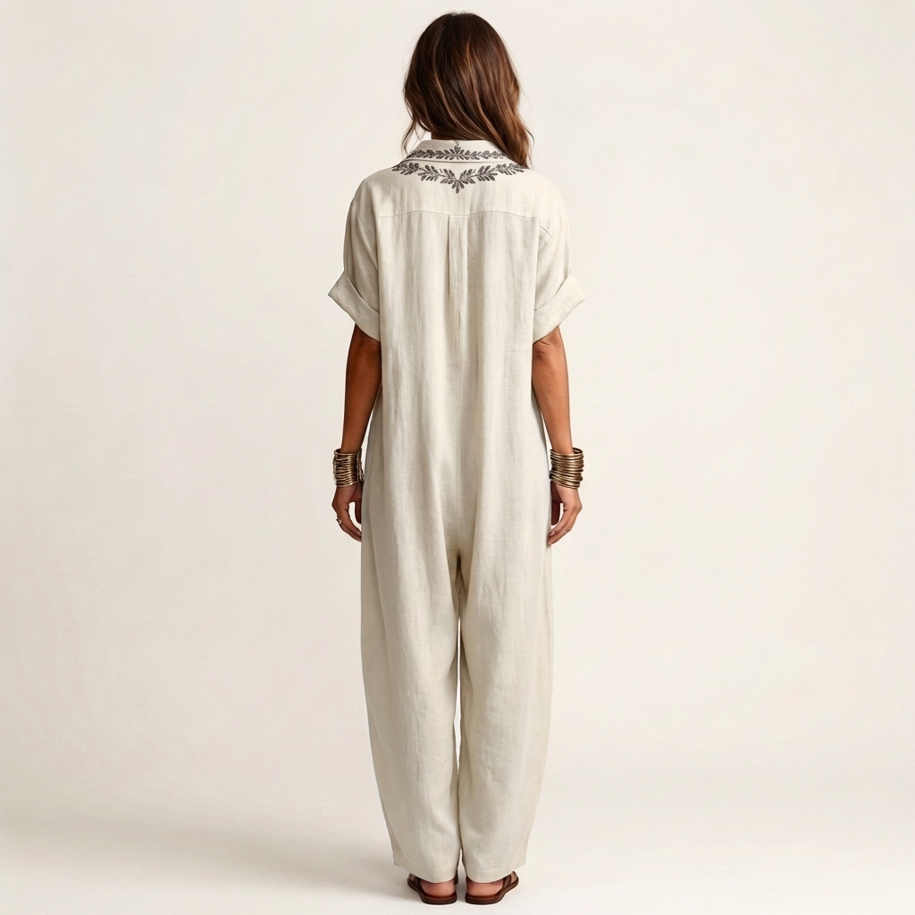 Amarina | Abito Maxy con Collo a V Ricamato