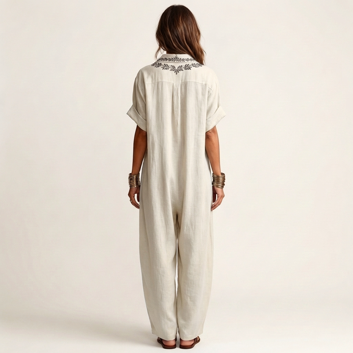 Amarina | Abito Maxy con Collo a V Ricamato
