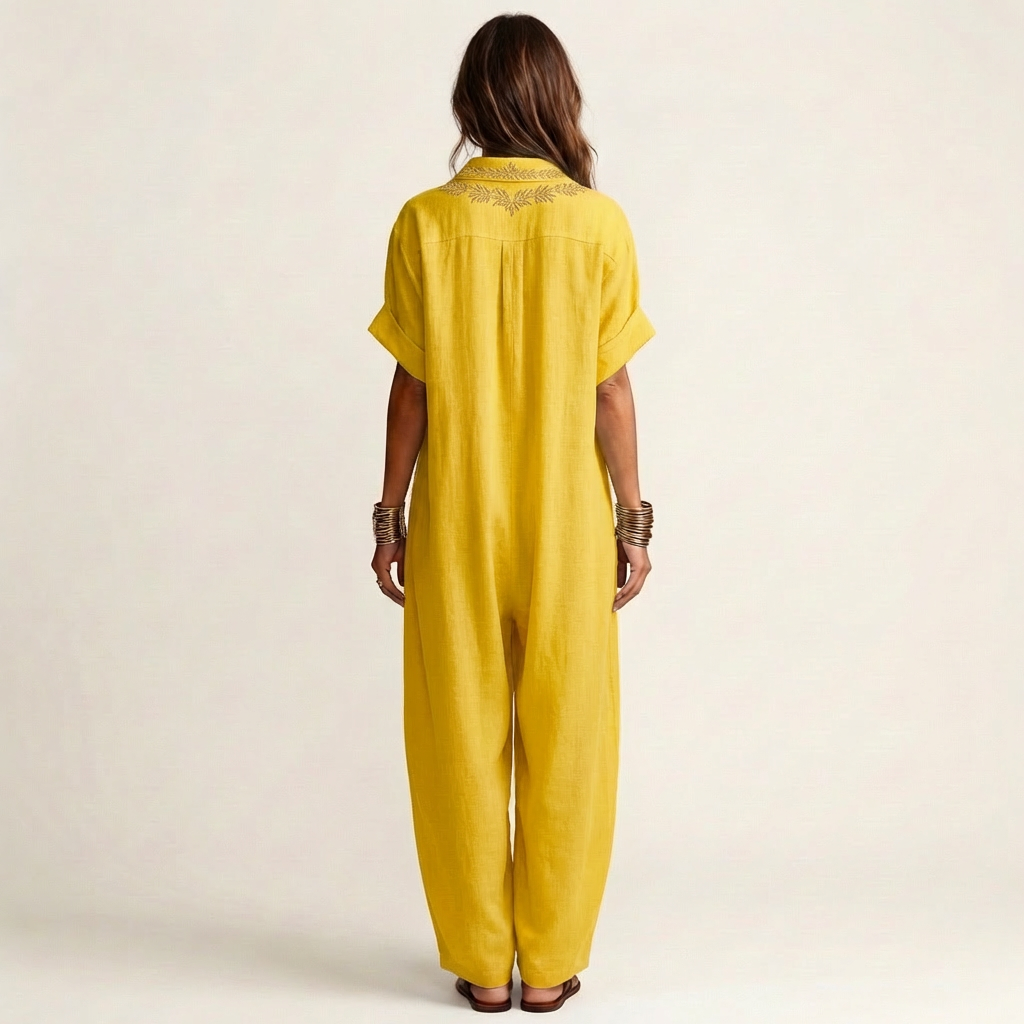 Amarina | Abito Maxy con Collo a V Ricamato