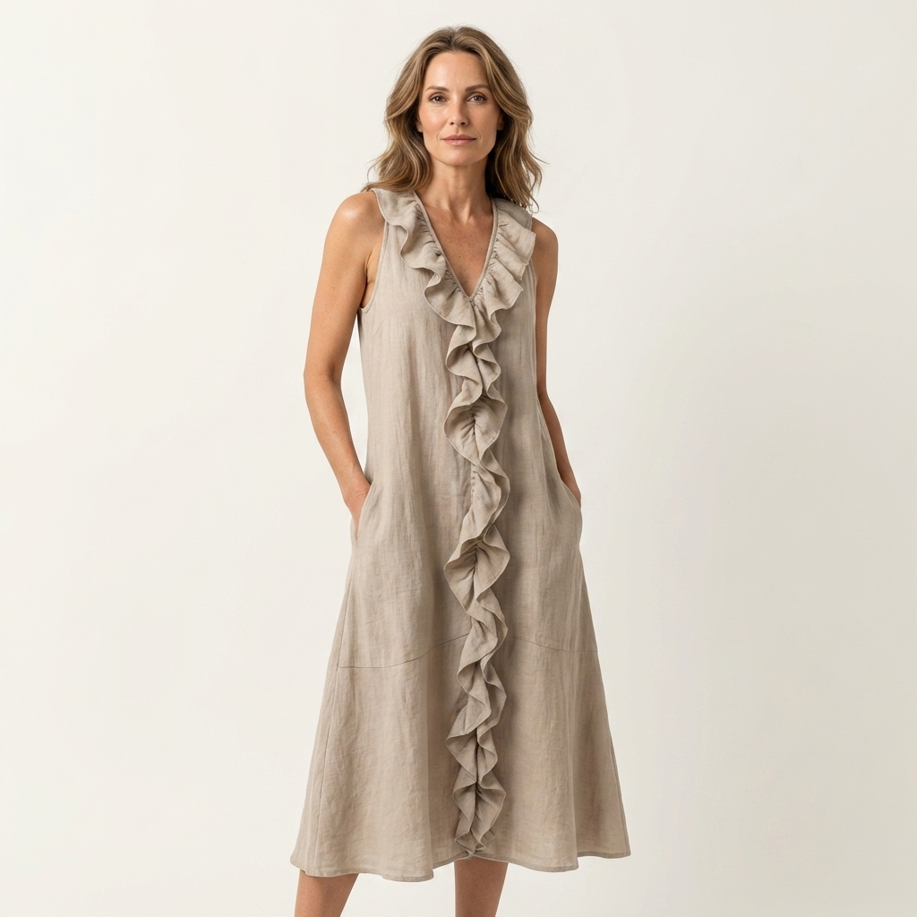 Vicky | Abito Maxy senza maniche con scollo a V e balza