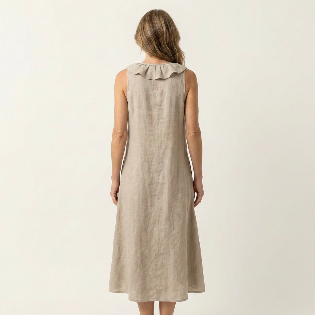 Vicky | Abito Maxy senza maniche con scollo a V e balza