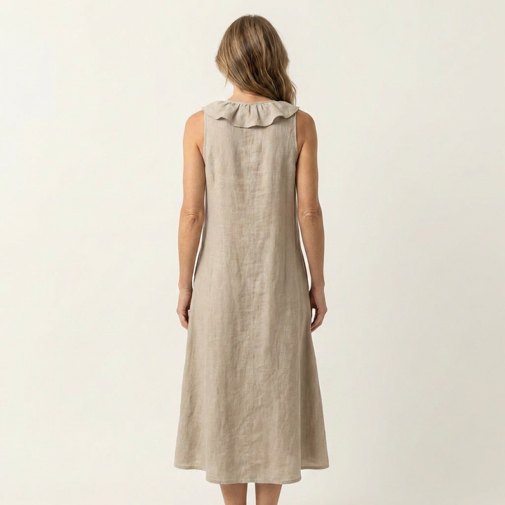 Vicky | Abito Maxy senza maniche con scollo a V e balza