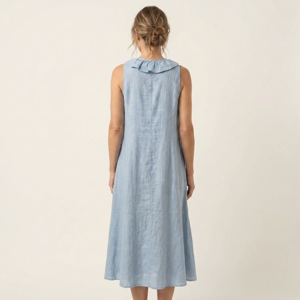 Vicky | Abito Maxy senza maniche con scollo a V e balza