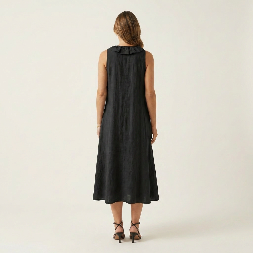 Vicky | Abito Maxy senza maniche con scollo a V e balza
