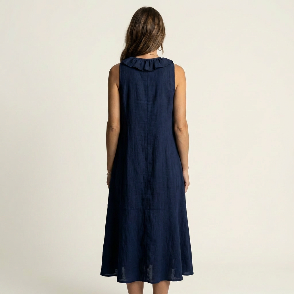 Vicky | Abito Maxy senza maniche con scollo a V e balza