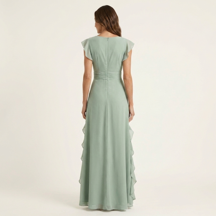 Nellyana | Vestito Maxy con Scollo a V Stile Incrociato e Maniche Fluttuanti
