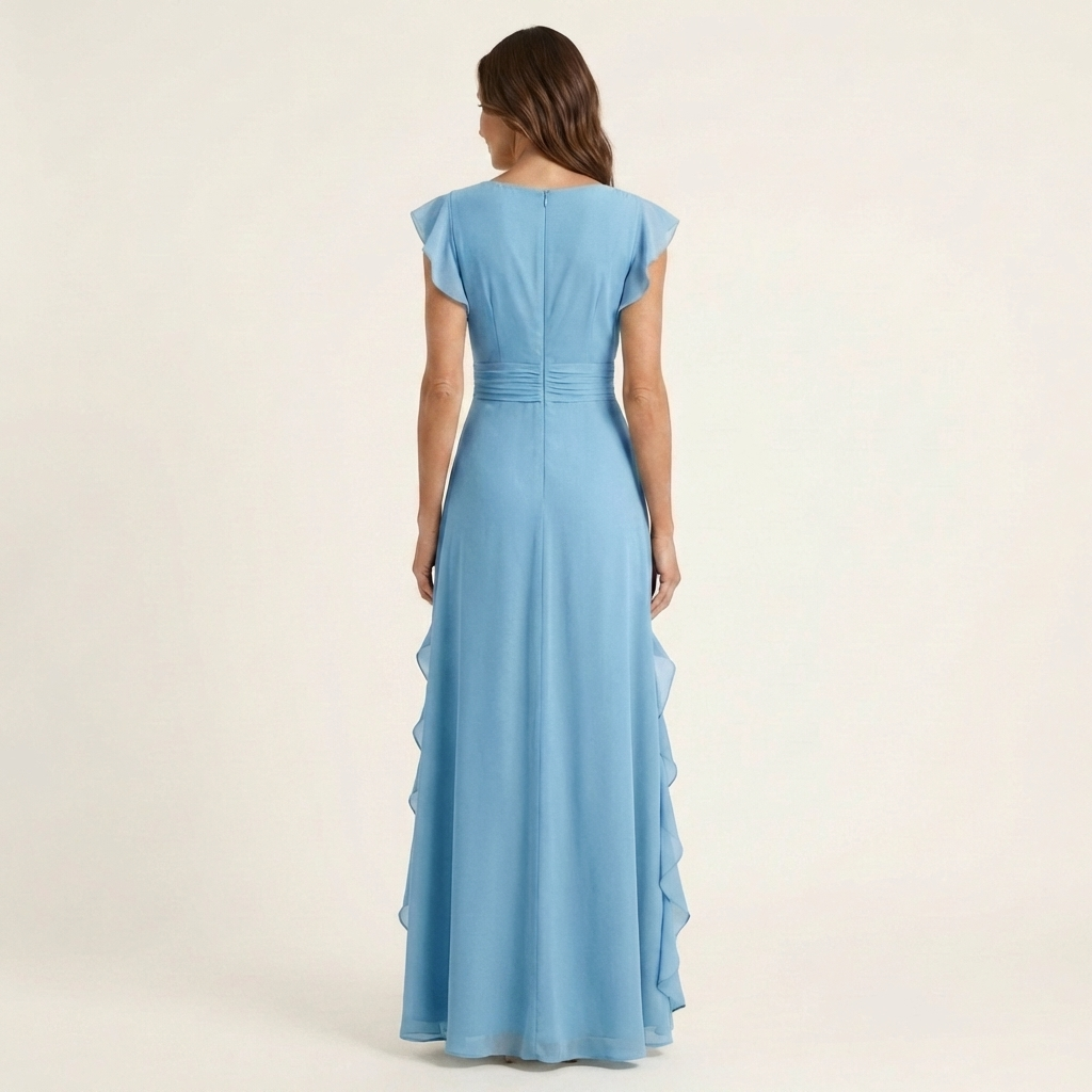 Nellyana | Vestito Maxy con Scollo a V Stile Incrociato e Maniche Fluttuanti