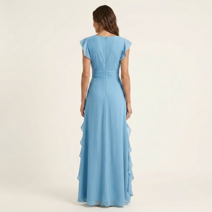 Nellyana | Vestito Maxy con Scollo a V Stile Incrociato e Maniche Fluttuanti