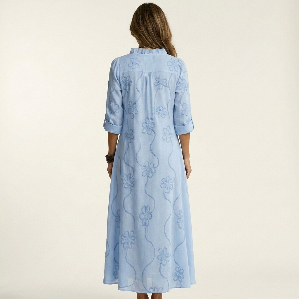 Mariam | Maxidress con ricamo floreale tonale