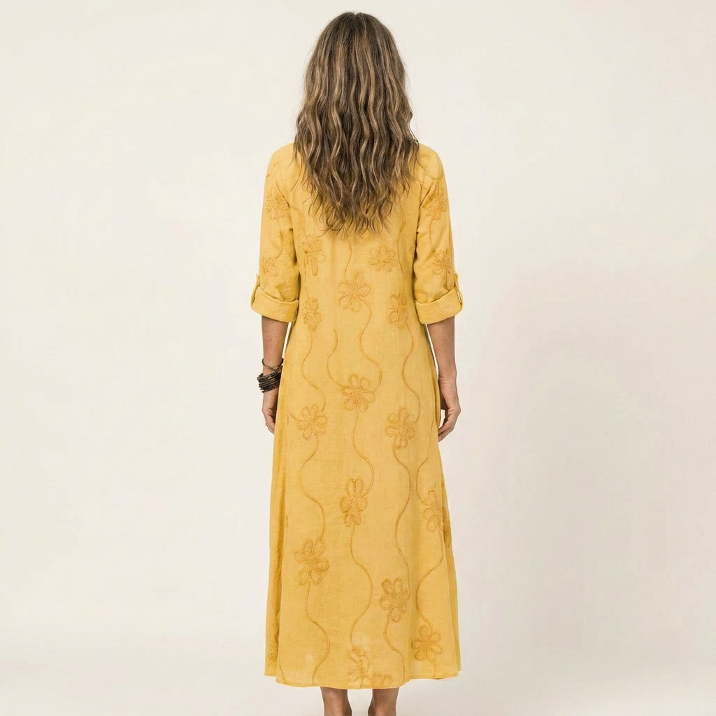 Mariam | Maxidress con ricamo floreale tonale