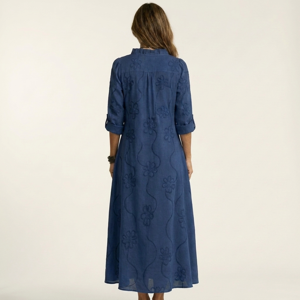 Mariam | Maxidress con ricamo floreale tonale