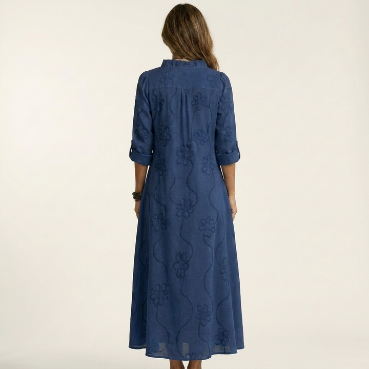 Mariam | Maxidress con ricamo floreale tonale