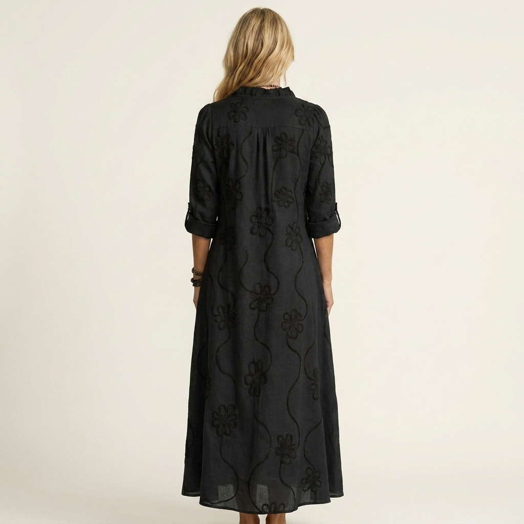 Mariam | Maxidress con ricamo floreale tonale
