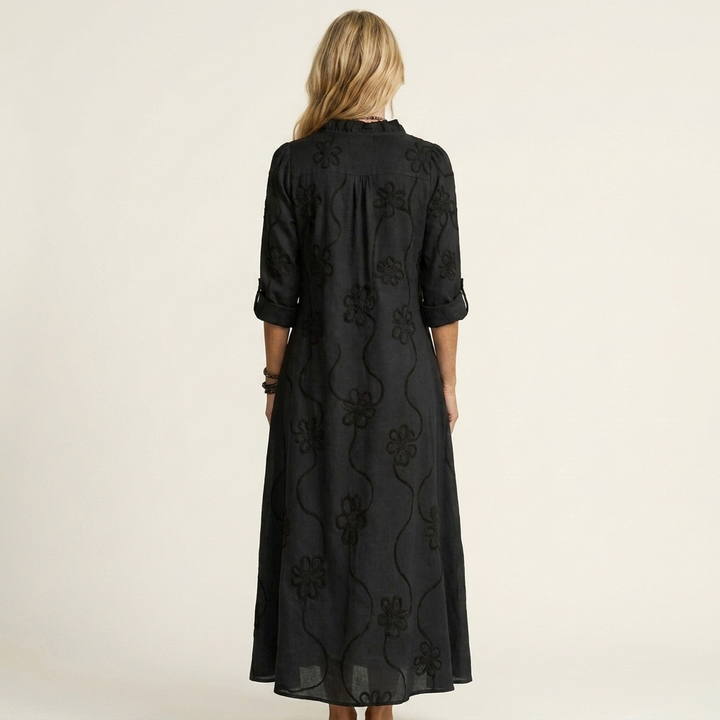 Mariam | Maxidress con ricamo floreale tonale