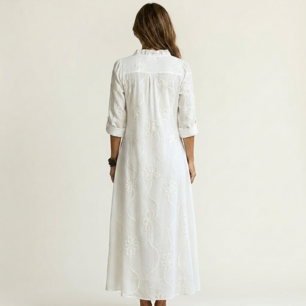 Mariam | Maxidress con ricamo floreale tonale