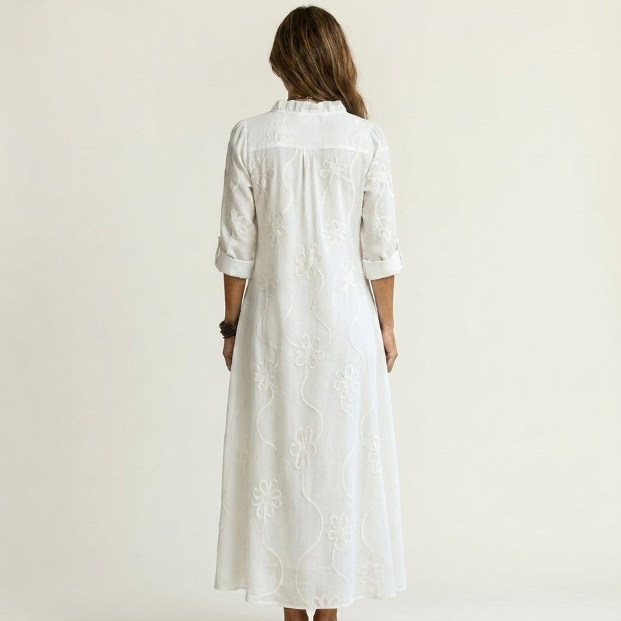Mariam | Maxidress con ricamo floreale tonale