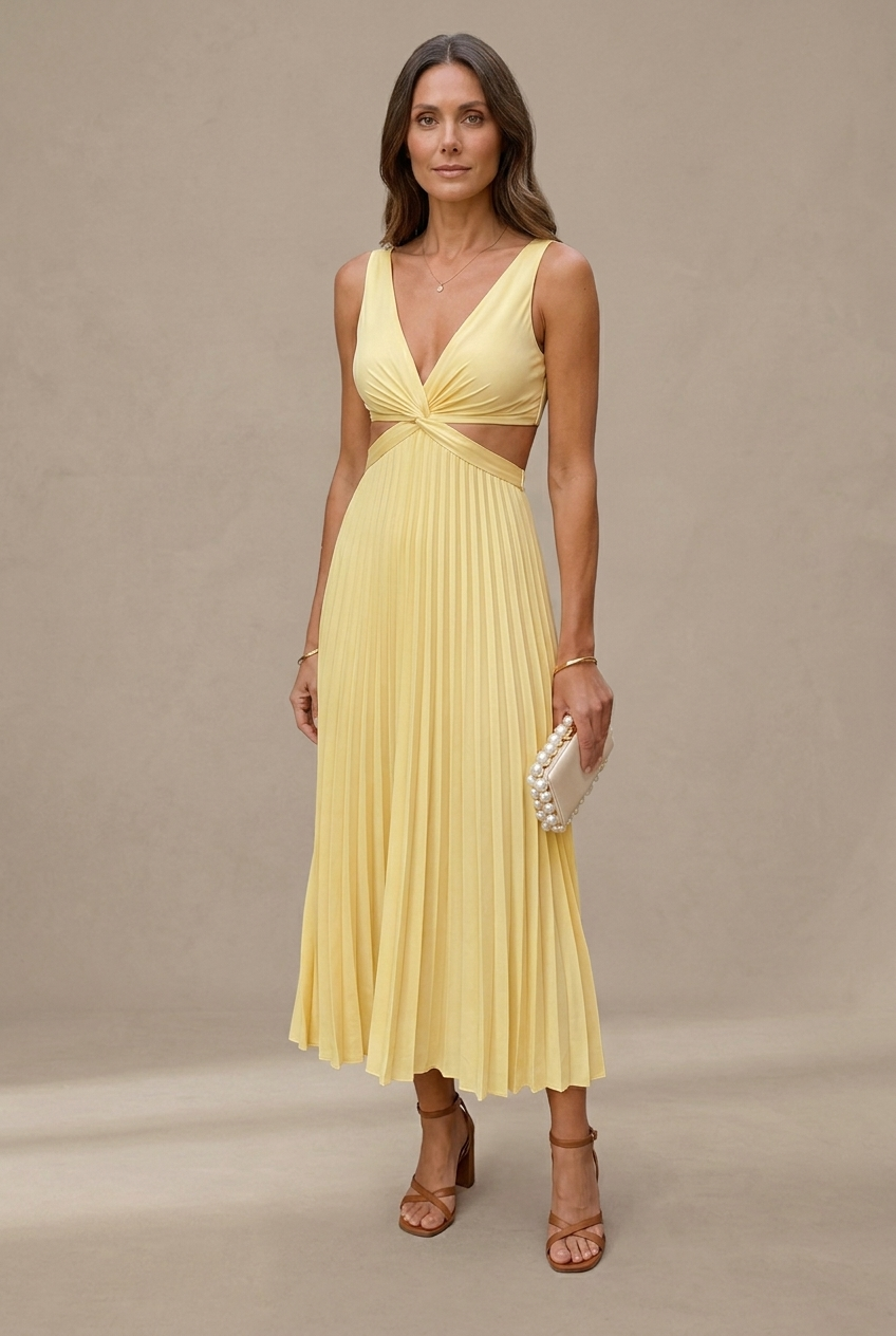 Valeria | Abito maxi plissettato dalla silhouette fluida