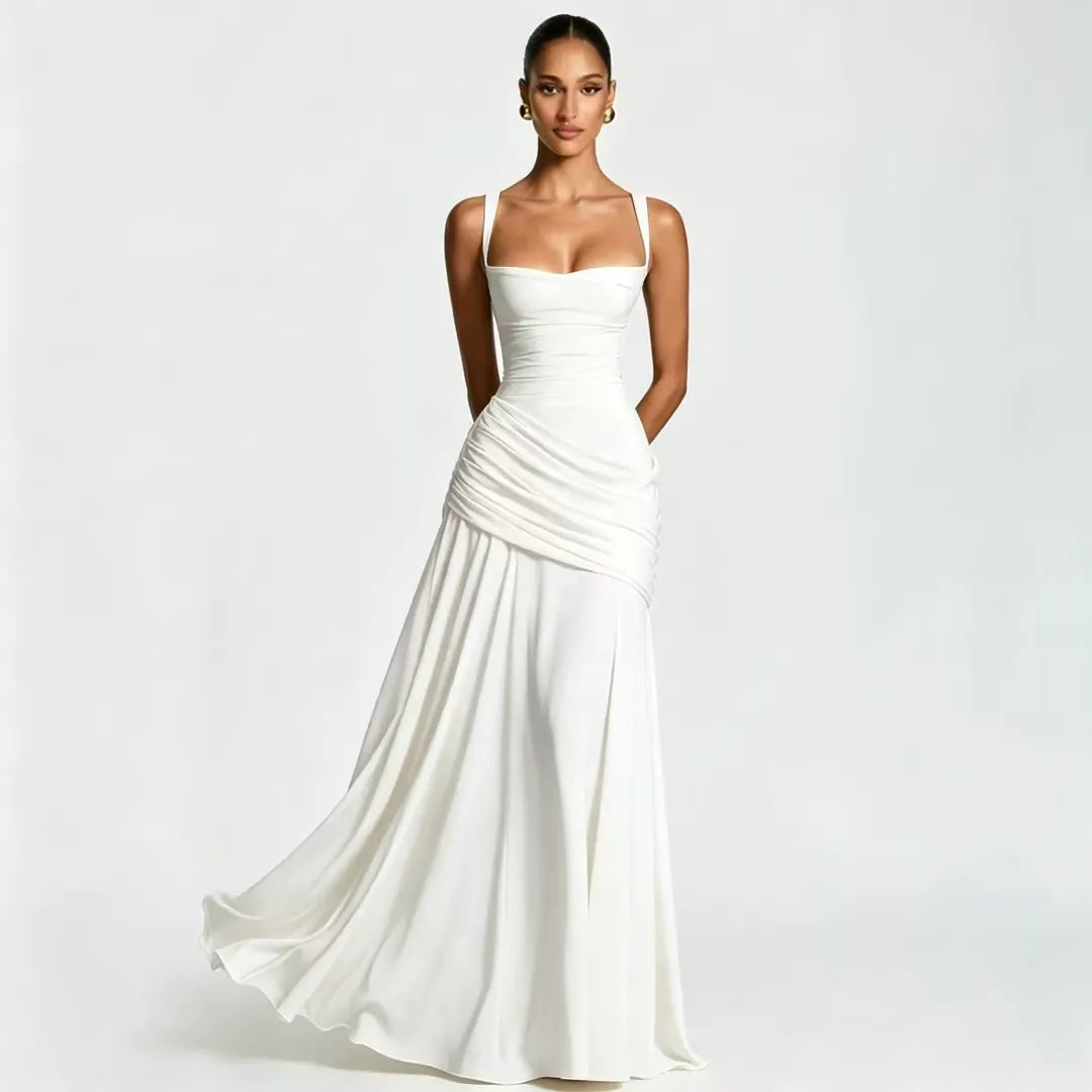 Giulia | Maxidress con Scollo Quadrato Arricciato
