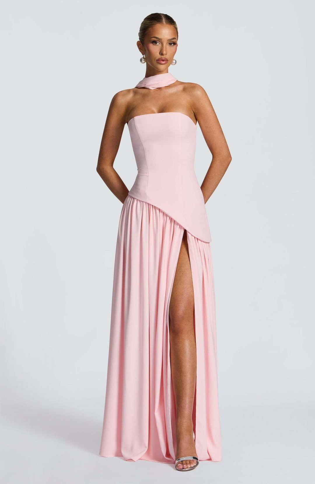 LINA | Abito Maxy Senza Spalline con Alta Fessura
