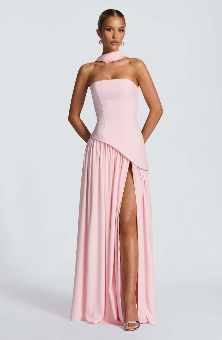 LINA | Abito Maxy Senza Spalline con Alta Fessura